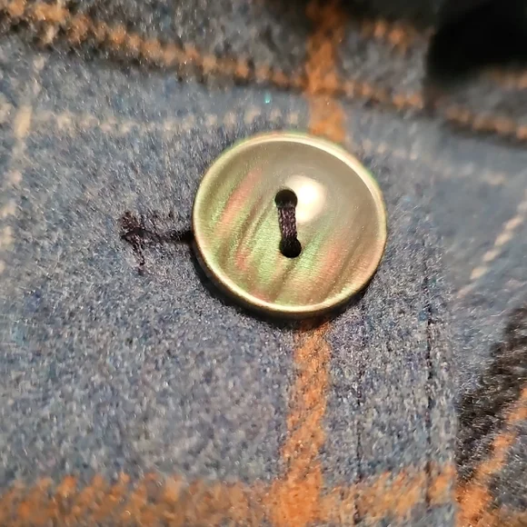 Rain Caper Plaid Hooded Reversable Cape for Women Button Closure One Size Fits M - Picture 3 of 6